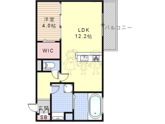 片岡マンション(1LDK/2階)の間取り写真