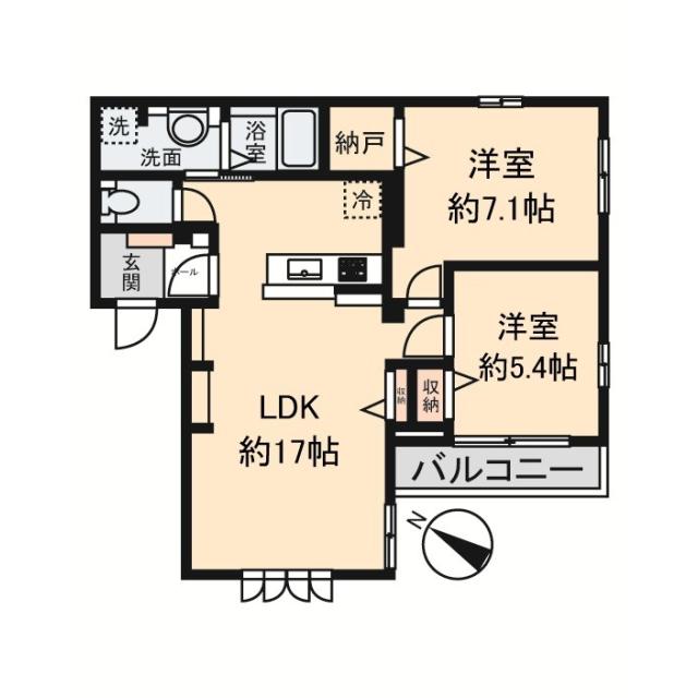 新浜1丁目ハイム(2LDK/3階)の間取り写真