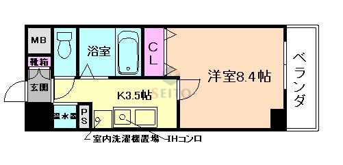 フロンツォーネ(1K/5階)の間取り写真