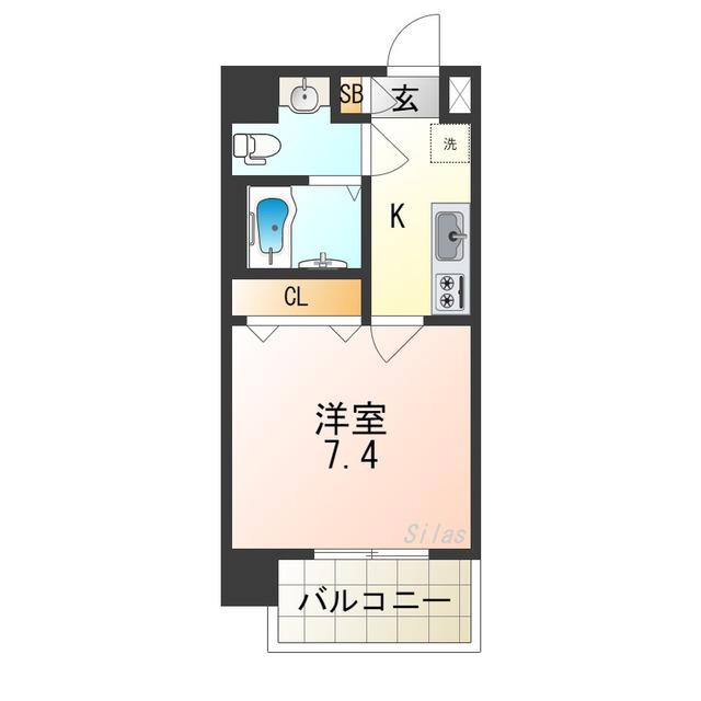リアーレ北田辺(1K/4階)の間取り写真