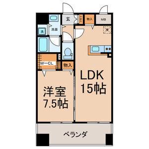 地下鉄名城線 東別院駅 徒歩7分 12階建 築20年(1LDK/8階)の間取り写真