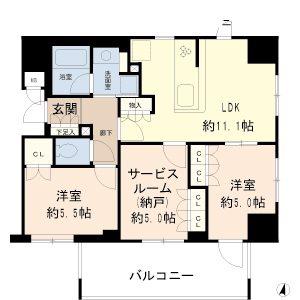 アイディコート与野ステーションゲート(2SLDK/6階)の間取り写真