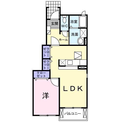 ラフィーネE(1LDK/1階)の間取り写真