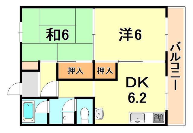 グリーンマンション(2DK/2階)の間取り写真