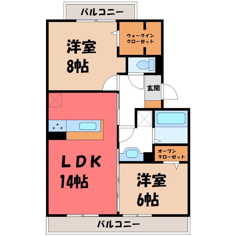 ボナールA(2LDK/3階)の間取り写真