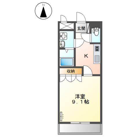 プレミス エムワン(1K/2階)の間取り写真
