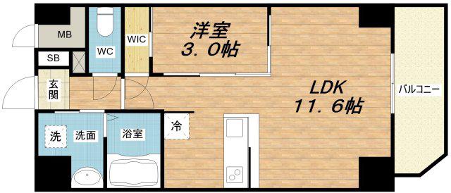 ラ・ピシーヌ南堀江(1LDK/9階)の間取り写真