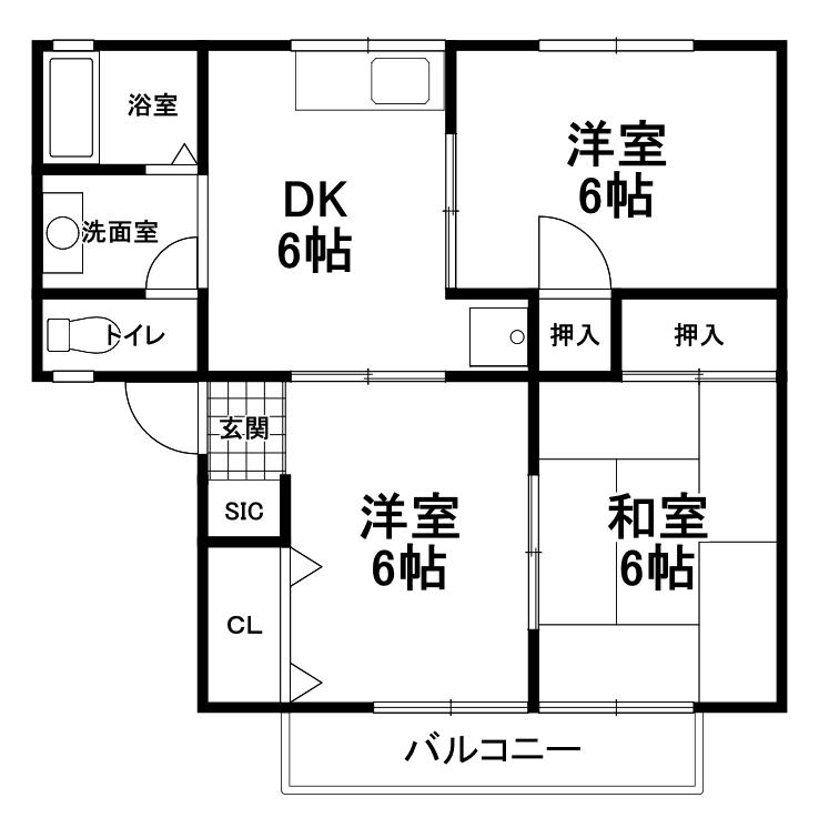 エスポワール 1番館(3DK/2階)の間取り写真