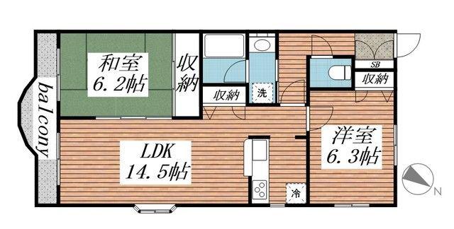 ベルクレール(2LDK/2階)の間取り写真