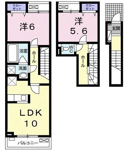 ヴァンヴェールV(2LDK/2階)の間取り写真