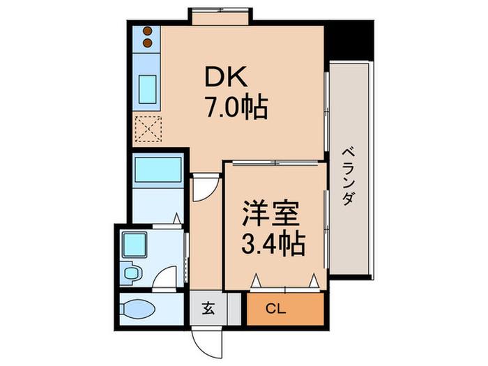 E.POPULARII(1DK/5階)の間取り写真