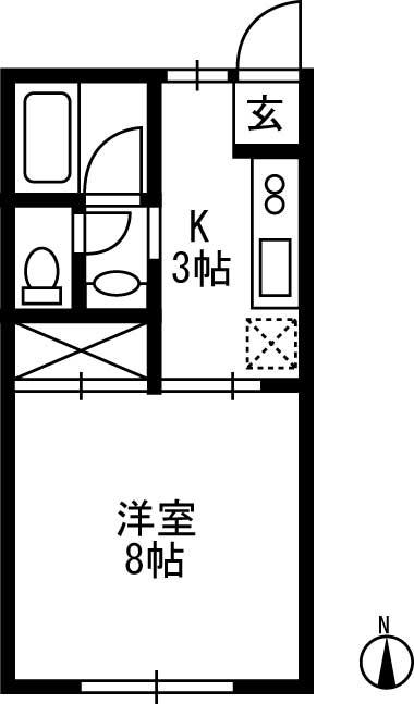 第2クレストホーム(1K/1階)の間取り写真