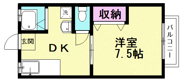 サニーハイツ(1DK/2階)の間取り写真
