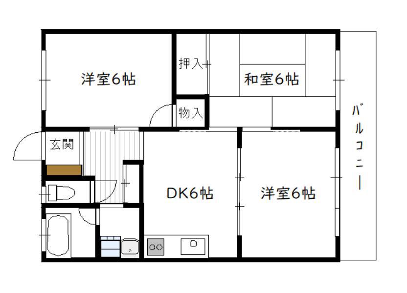 第1重永マンション(3DK/4階)の間取り写真