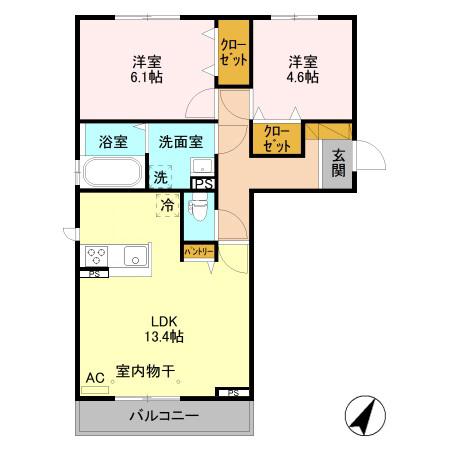 シャインピークス上越妙高 B(2LDK/3階)の間取り写真
