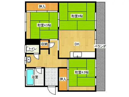 日の里5丁目68棟(3DK/2階)の間取り写真