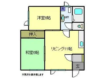 リバーハイツ(2DK/2階)の間取り写真