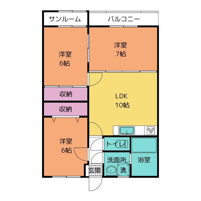 コスモス南(3LDK/2階)の間取り写真
