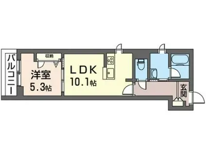 ブルーライン 蒔田駅 徒歩7分 3階建 築4年(1LDK/3階)の間取り写真