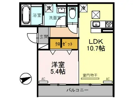 D-ROOMフォルチェ(1LDK/1階)の間取り写真