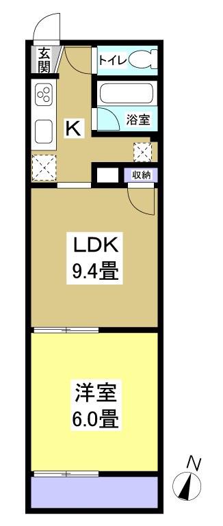 パステルグリーン(1LDK/1階)の間取り写真