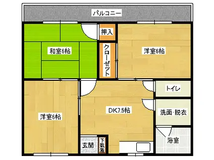 コーポ根石(3DK/3階)の間取り写真
