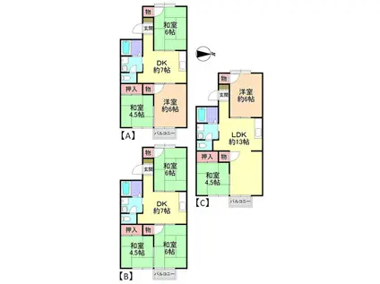 緑ヶ丘ハイツ(3DK/2階)の間取り写真