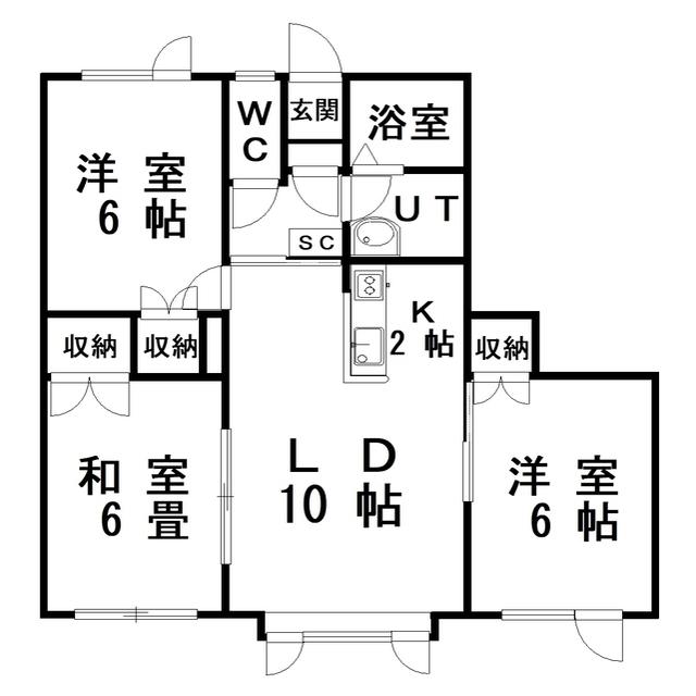 ハイツKAREN(3LDK/2階)の間取り写真