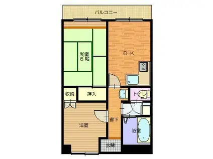 ダイドーマンション下陰(2DK/3階)の間取り写真