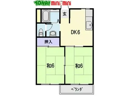 ラフォーレ城南(2DK/2階)の間取り写真