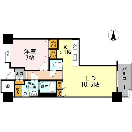品川シーサイドビュータワーI(1DK/28階)の間取り写真