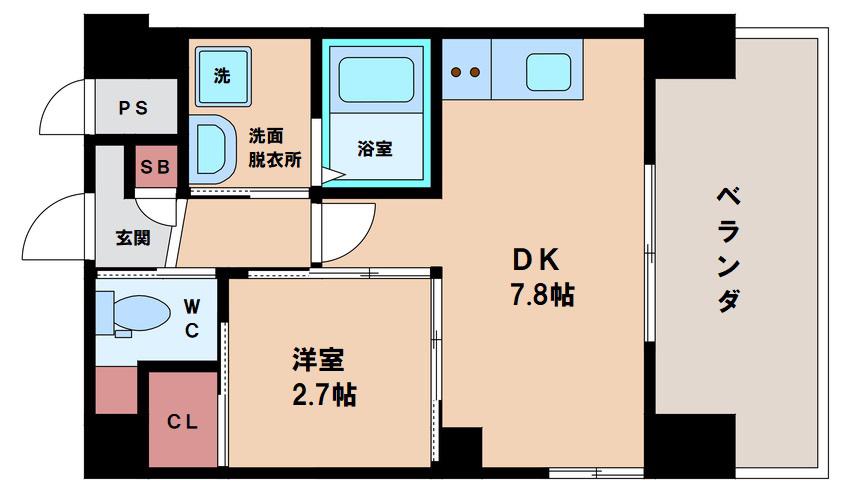 エセリアル清水丘(1LDK/9階)の間取り写真
