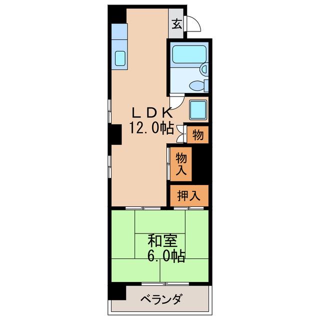 第7スカイビル(1LDK/2階)の間取り写真