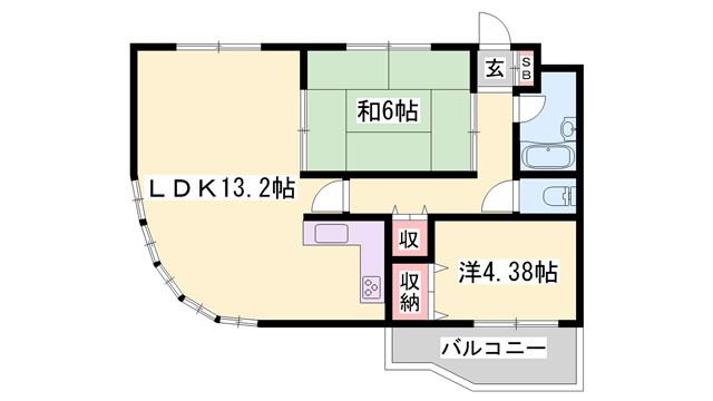 ロイヤルルベール(2LDK/6階)の間取り写真