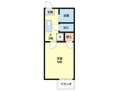 リベラルパーク(1K/2階)の間取り写真