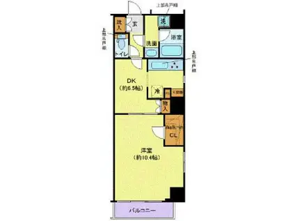 ディアレイシャス蔵前ステーションフロント(1DK/10階)の間取り写真