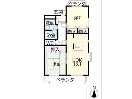 アビタシオン石黒(2LDK/2階)の間取り写真