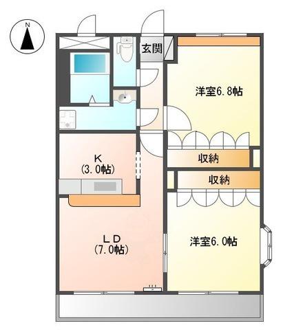 グランディールM(2LDK/2階)の間取り写真
