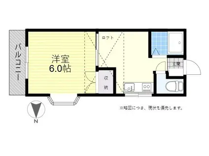 リヴェールコート(1DK/2階)の間取り写真