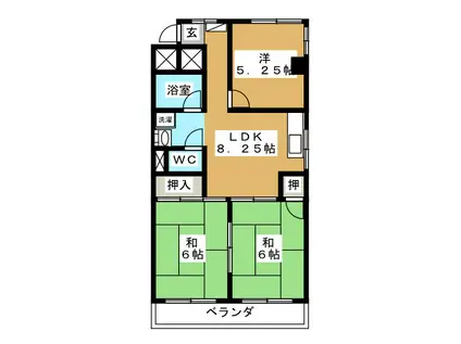 七瀬中町ホームズ(3DK/3階)の間取り写真