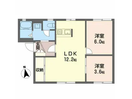 フレグランス芙蓉A棟(2LDK/1階)の間取り写真