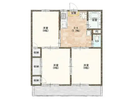 エクセルコーポ(3DK/2階)の間取り写真