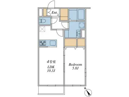 ウィンドテラスみどり台(1LDK/1階)の間取り写真