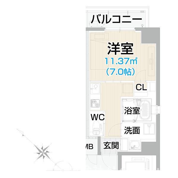 NNS 121(1K/8階)の間取り写真