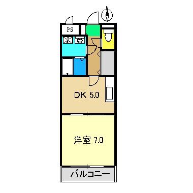 ボヌールヒル(1DK/3階)の間取り写真