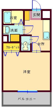 鶴望ドリームマンションI(1K/1階)の間取り写真