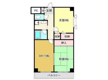 吉鴻ハイネス3(2DK/3階)の間取り写真