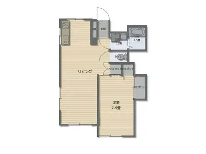 河内メゾン(1LDK/1階)の間取り写真