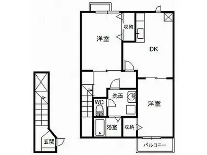 ガーデンヒルズ(2DK/2階)の間取り写真