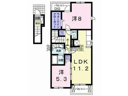 プレアデスA(2LDK/2階)の間取り写真